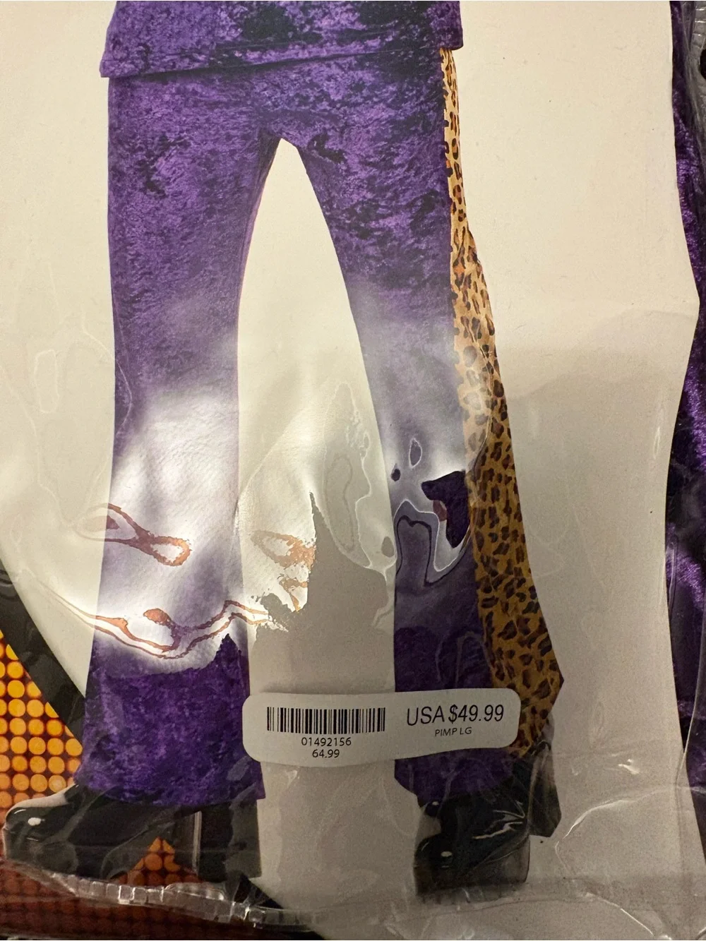 Pimp Costume Purple Velvet Suit Leopard Trim Jacket Pants Hat Men's L No Chain - Picture 2 of 7